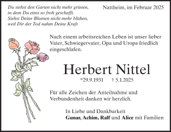 Traueranzeige von Herbert Nittel von Heidenheimer Zeitung