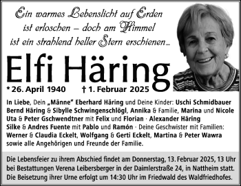 Traueranzeige von Elfi Häring von Heidenheimer Zeitung