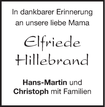 Traueranzeige von Elfriede Hillebrand von Heidenheimer Zeitung