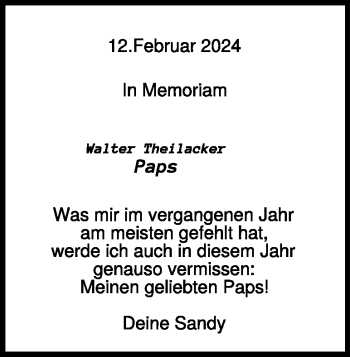 Traueranzeige von Walter Theilacker von Heidenheimer Zeitung