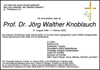 Traueranzeige von Jörg Knoblauch von Heidenheimer Zeitung