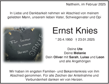 Traueranzeige von Ernst Knies von Heidenheimer Zeitung