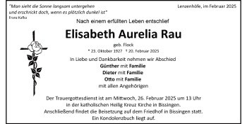 Traueranzeige von Elisabeth Rau von Heidenheimer Zeitung