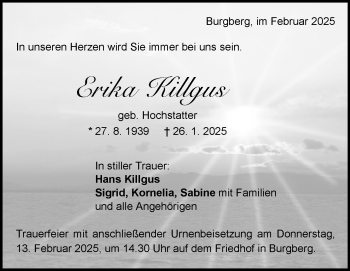 Traueranzeige von Erika Killgus von Heidenheimer Zeitung