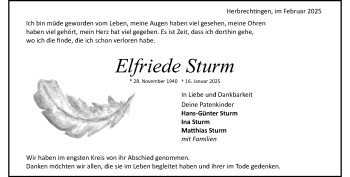 Traueranzeige von Elfriede Sturm von Heidenheimer Zeitung