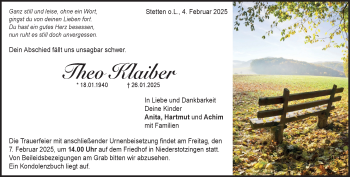 Traueranzeige von Theo Klaiber von Heidenheimer Zeitung