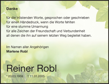 Traueranzeige von Reiner Robl von Heidenheimer Zeitung