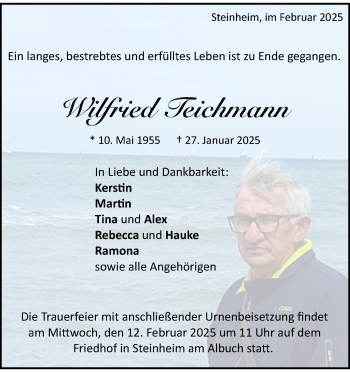 Traueranzeige von Wilfried Teichmann von Heidenheimer Zeitung
