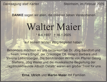Traueranzeige von Walter Maier von Heidenheimer Zeitung