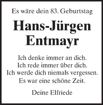Traueranzeige von Hans-Jürgen Entmayr von Heidenheimer Zeitung