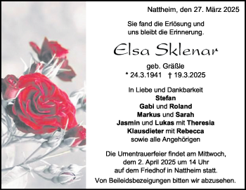 Traueranzeige von Elsa Sklenar von Heidenheimer Zeitung