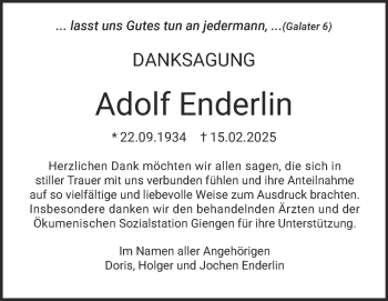 Traueranzeige von Adolf Enderlin von Heidenheimer Zeitung