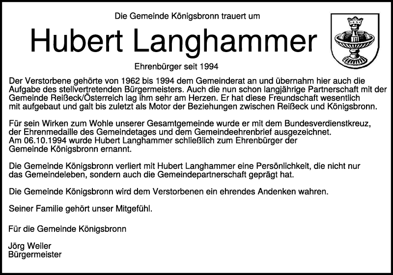  Traueranzeige für Hubert Langhammer vom 29.03.2025 aus Heidenheimer Zeitung