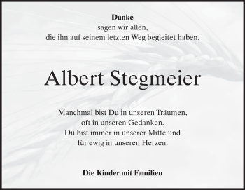 Traueranzeige von Albert Stegmeier von Heidenheimer Zeitung
