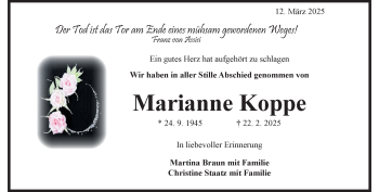 Traueranzeige von Marianne Koppe von Heidenheimer Zeitung