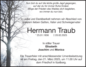 Traueranzeige von Hermann Traub von Heidenheimer Zeitung