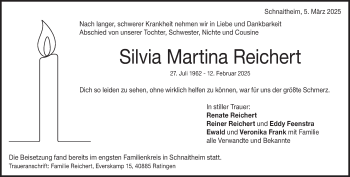 Traueranzeige von Silvia Reichert von Heidenheimer Zeitung