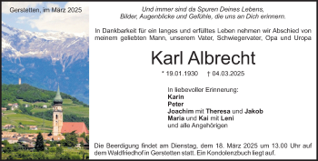 Traueranzeige von Karl Albrecht von Heidenheimer Zeitung