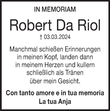 Traueranzeige von Robert Da Riol von Heidenheimer Zeitung