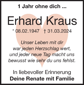 Traueranzeige von Erhard Kraus von Heidenheimer Zeitung