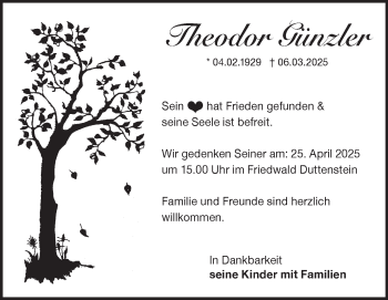 Traueranzeige von Theodor Günzler von Heidenheimer Zeitung