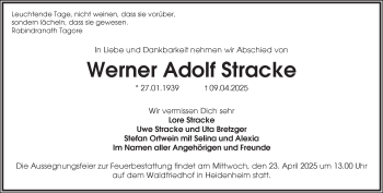 Traueranzeige von Werner Stracke von Heidenheimer Zeitung