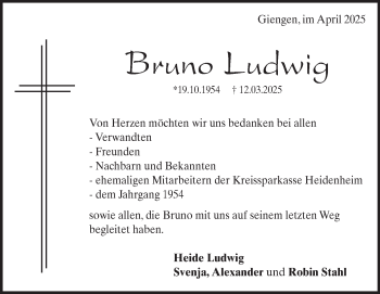Traueranzeige von Bruno Ludwig von Heidenheimer Zeitung