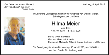 Traueranzeige von Hilma Meier von Heidenheimer Zeitung