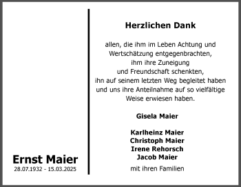 Traueranzeige von Ernst Siegfried Karl  Maier von Heidenheimer Zeitung