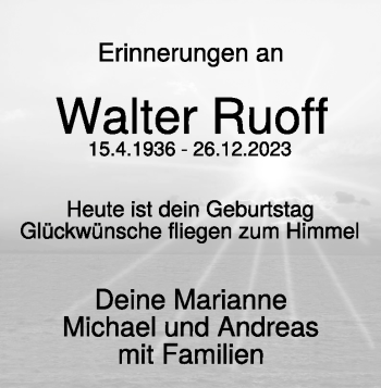 Traueranzeige von Walter Ruoff von Heidenheimer Zeitung
