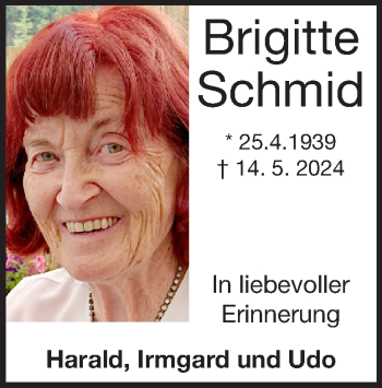 Traueranzeige von Brigitte Schmid von Heidenheimer Zeitung