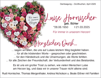 Traueranzeige von Luise Hornischer von Heidenheimer Zeitung