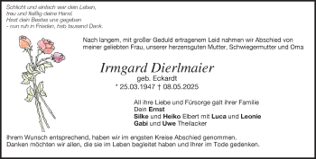 Traueranzeige von Irmgard Dierlmaier von Heidenheimer Zeitung
