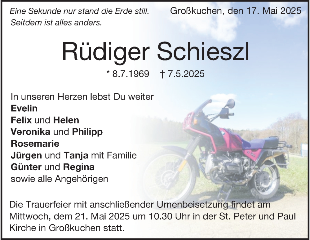  Traueranzeige für Rüdiger Schieszl vom 19.05.2025 aus 