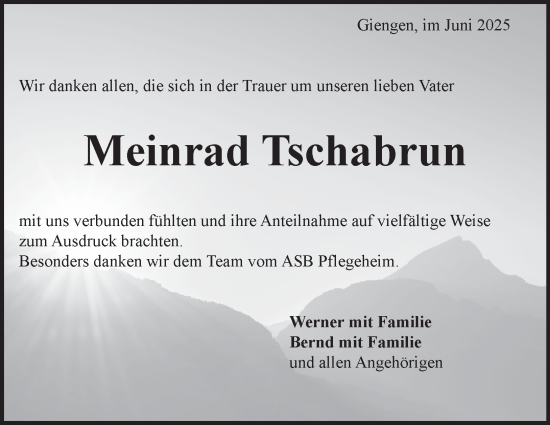 Traueranzeige von Meinrad Tschabrun 