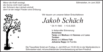 Traueranzeige von Jakob Schäch von Heidenheimer Zeitung