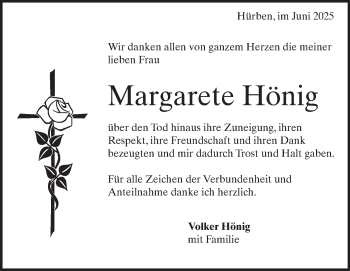 Traueranzeige von Margarete  Hönig von Heidenheimer Zeitung