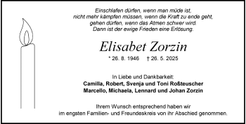 Traueranzeige von Elisabeth Zorzin von Heidenheimer Zeitung