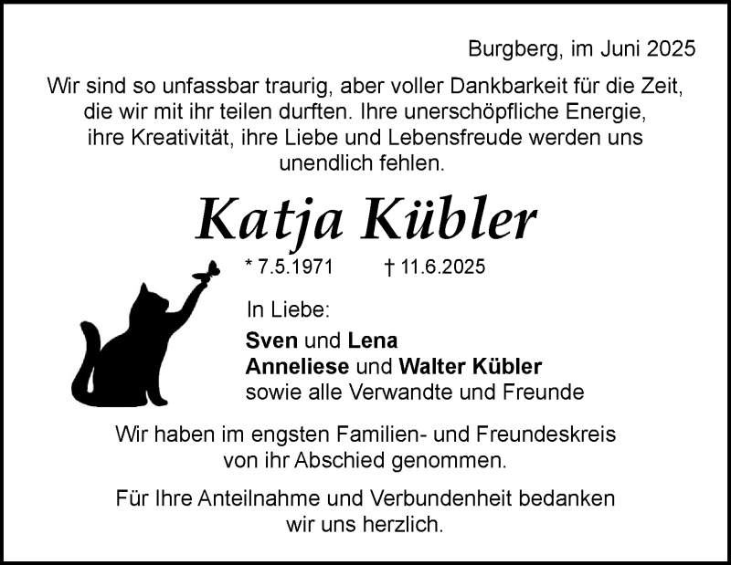  Traueranzeige für Katja Kübler vom 28.06.2025 aus Heidenheimer Zeitung