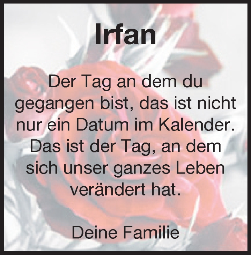  Traueranzeige für Ifran Ahmed vom 06.06.2025 aus Heidenheimer Zeitung