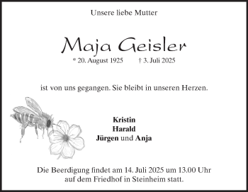 Traueranzeige von Maria Geisler von Heidenheimer Zeitung