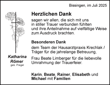 Traueranzeige von Katharina Römer von Heidenheimer Zeitung
