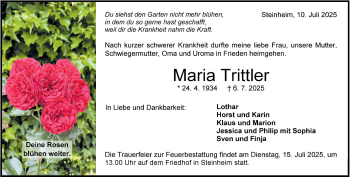 Traueranzeige von Maria Trittler von Heidenheimer Zeitung