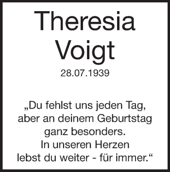 Traueranzeige von Theresia Voigt von Heidenheimer Zeitung