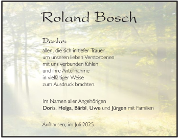 Traueranzeige von Roland Bosch von Heidenheimer Zeitung