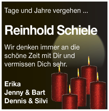 Traueranzeige von Reinhold Schiele von Heidenheimer Zeitung