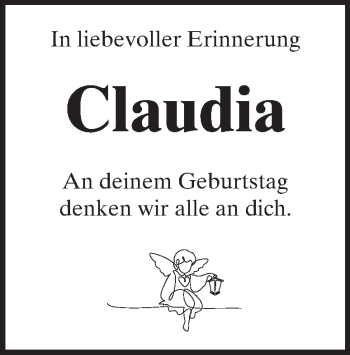 Traueranzeige von Claudia Waldstein von Heidenheimer Zeitung