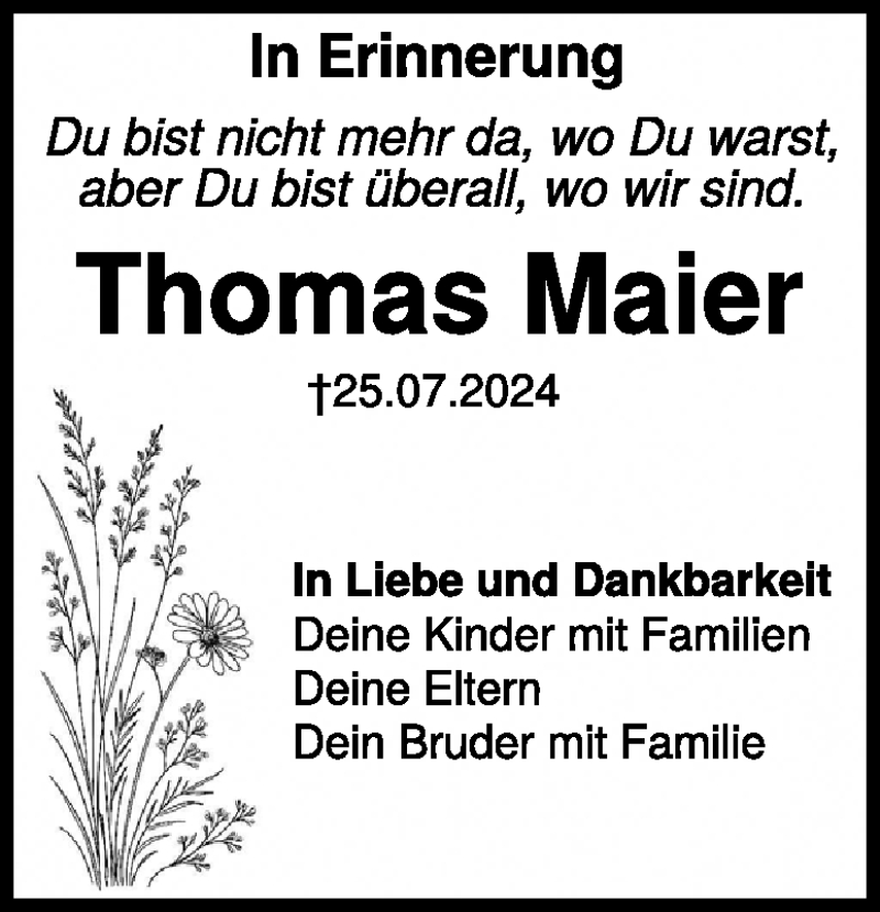  Traueranzeige für Thomas Georg Maier vom 25.07.2025 aus Heidenheimer Zeitung