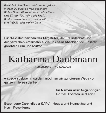 Traueranzeige von Katharina Daubmann von Heidenheimer Zeitung