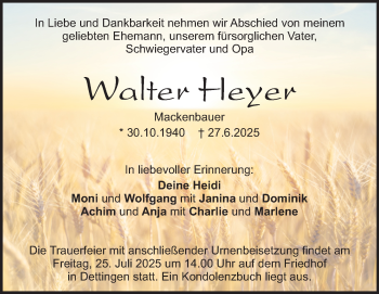 Traueranzeige von Walter Heyer von Heidenheimer Zeitung